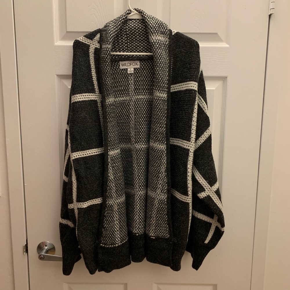 Wildfox heavy knit check pattern cardigan